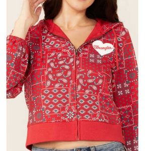 Wrangler Retro Bandana print cropped zip up hoodie L